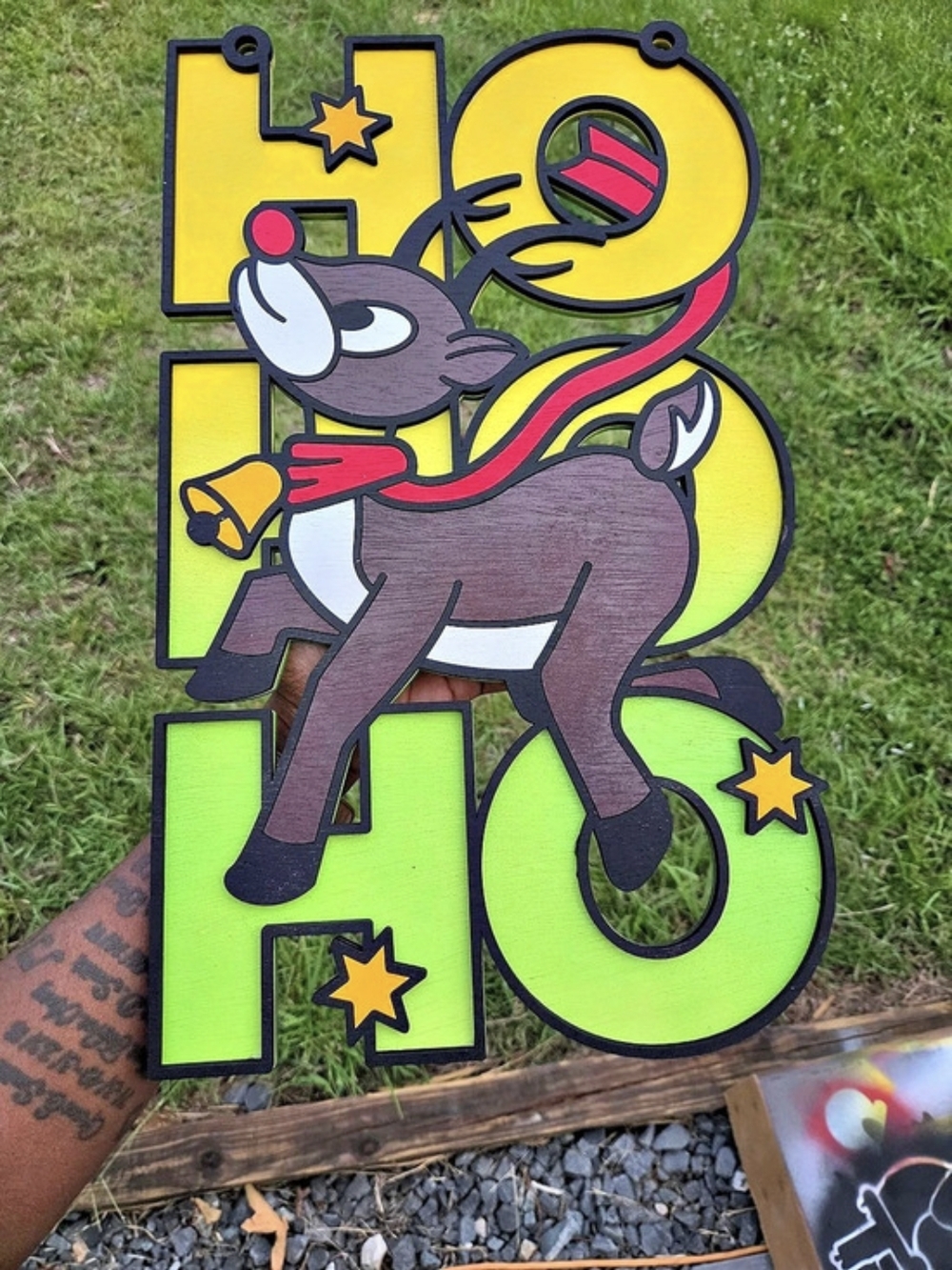 Reindeer Holiday Decor in Yellow & Green - Picture 3 of 3